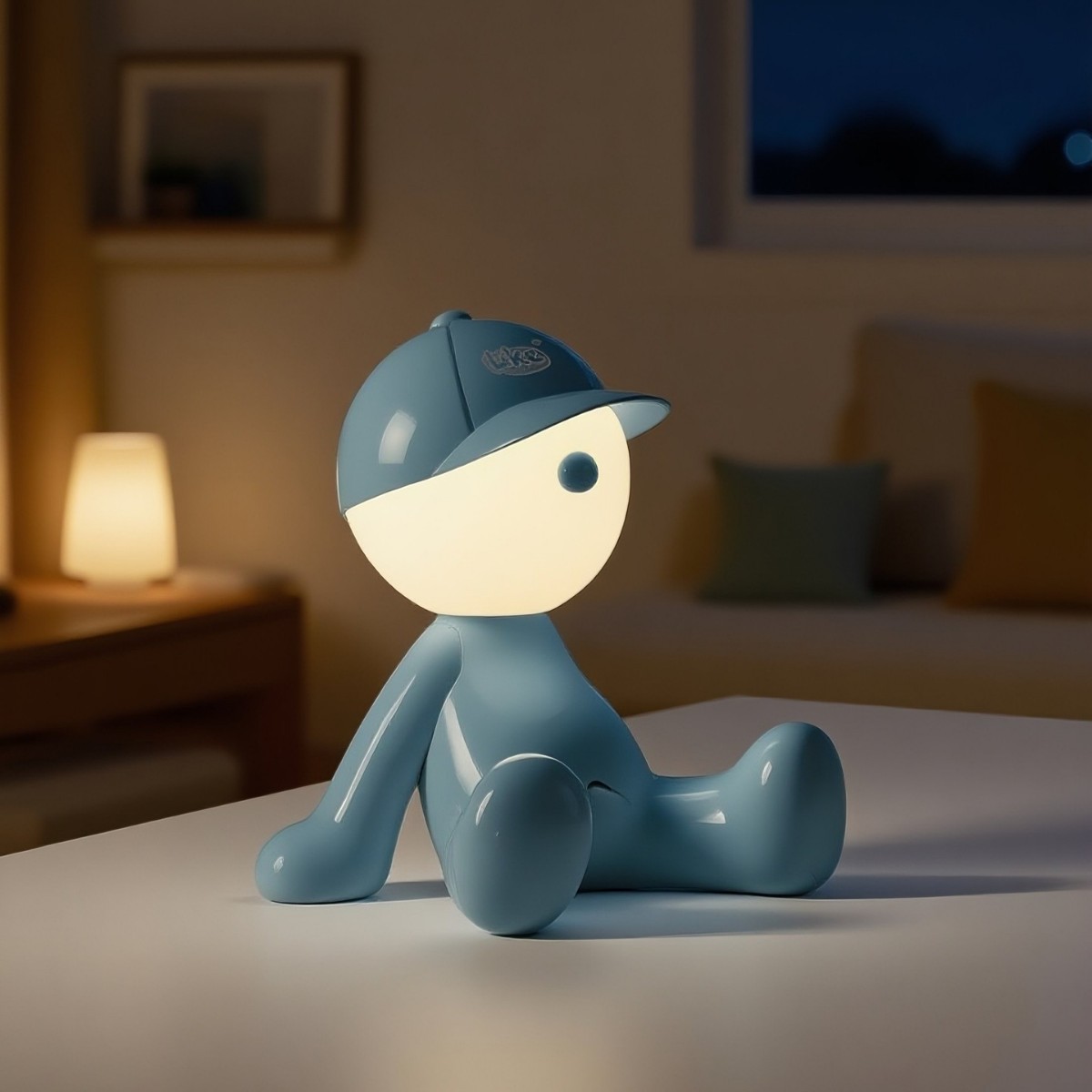 Sombrero tímido chico sentado enchufe lámpara de noche dormitorio pequeña lámpara de escritorio regalo decoración divertida lámpara de noche extraña