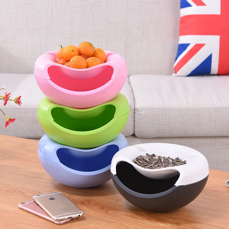 Plastic lazy man sunflower seed box mobile stand fashionable creative fruit storage box sunflower seed eating double-layer fruit box creative gift