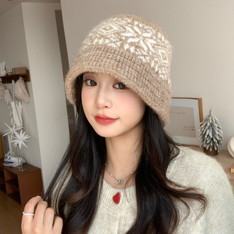 韩系百搭雪花保暖渔夫帽秋冬户外出行防风护耳帽休闲显脸小帽子女|undefined
