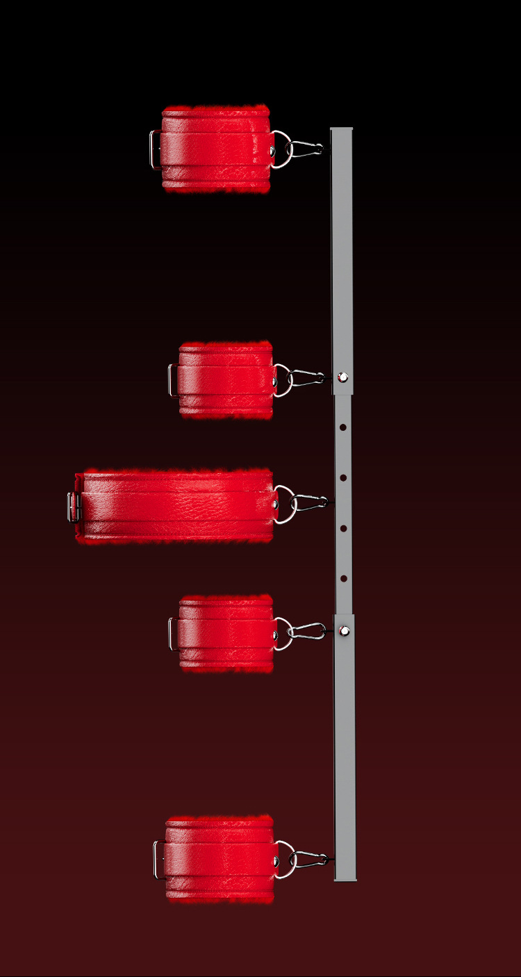 Jiuai SM One-Line Adjustable Bondage Handcuffs in Black PU with Contrasting Color — detail image 19