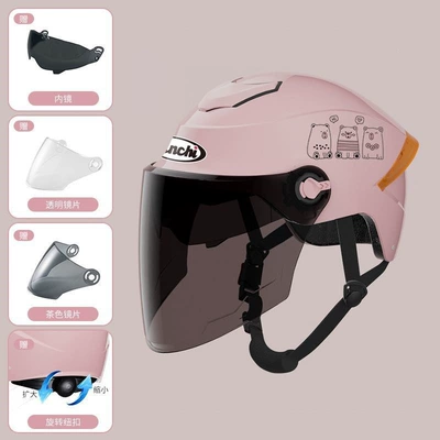3C certified electric vehicle helmet, unisex motorcycle helmet, all-season summer sun protection half helmet (Motosiklet kaskı (dəbilqə)) - huiqi-limited-special-price-ac509-sakura-pink-sunscreen-sunglasses-limited-special-price