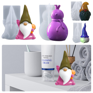 Cross-border Christmas ornaments silicone mold diy aromatherapy gypsum bearded Santa Claus snowman candle mold