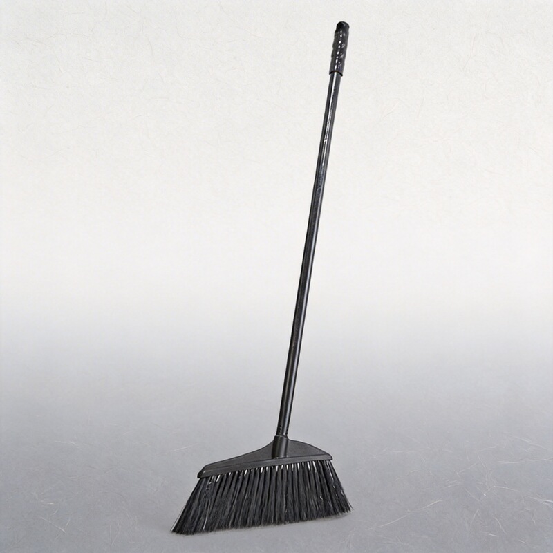 Black Spray-Painted Iron Broom with Plastic Bristles for Cleaning Indoor and Outdoor Household Use, Soft Bristles, Long Handle 19mm