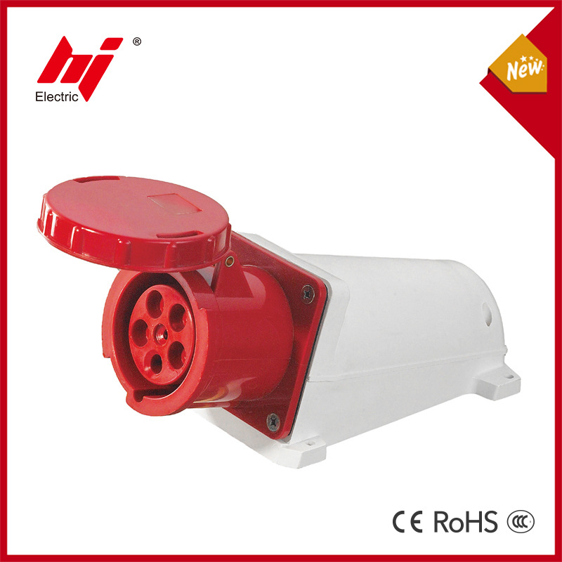 125A 5P挂壁式插座 IP67防水工业插座 400V 5极链接插座