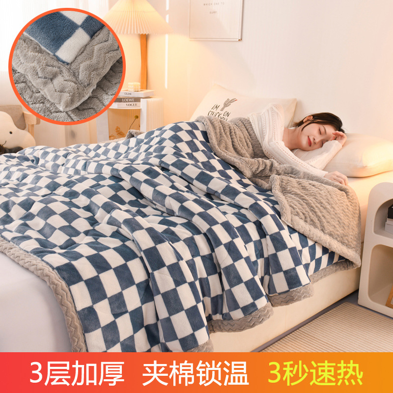 三层夹棉牛奶绒印花毛毯卡通秋冬午睡毯多功能加厚可机洗毯子批发|undefined