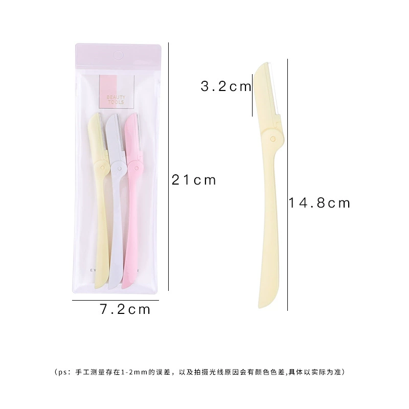 Eyebrow Razor Set, Foldable Handle with Protective Cover, Multi-Color Bulk Pack