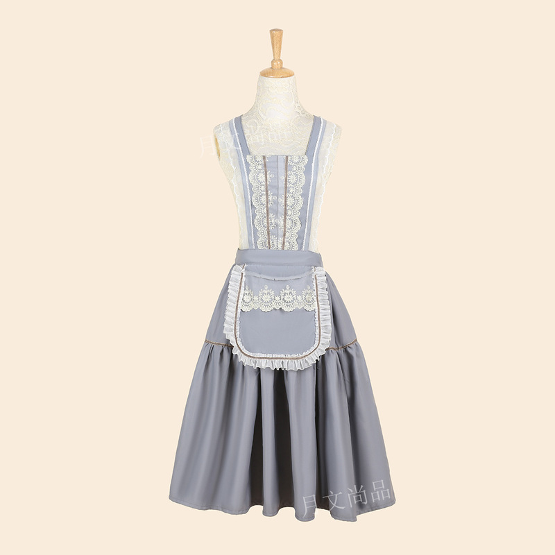 New Princess Dress Lace Long Apron Flower Shop Coffee Shop Ethnic dress Long Work Clothes