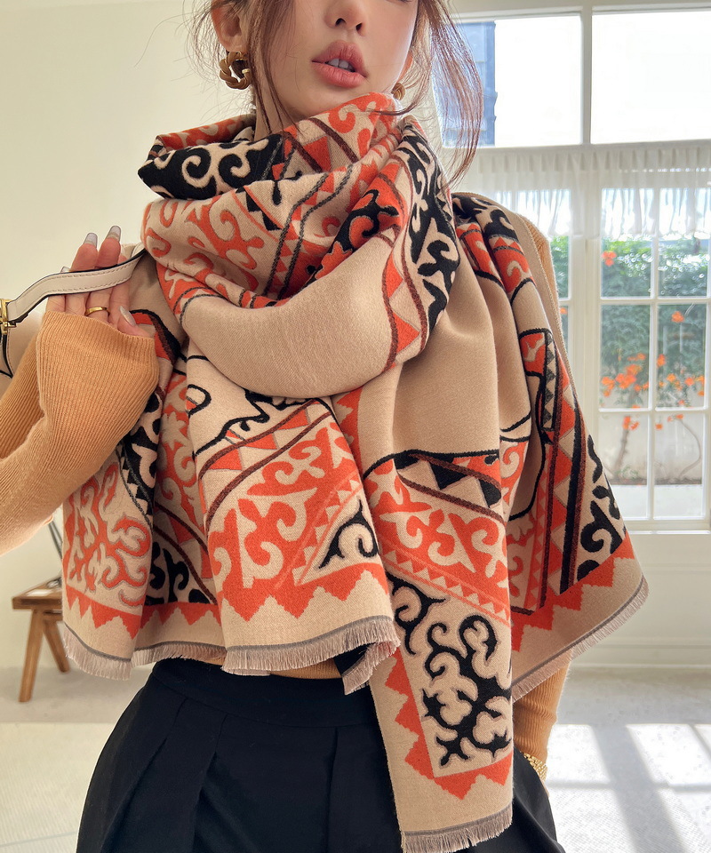 Bufanda de imitación de cachemir geométrica para mujer invierno_voghion.com