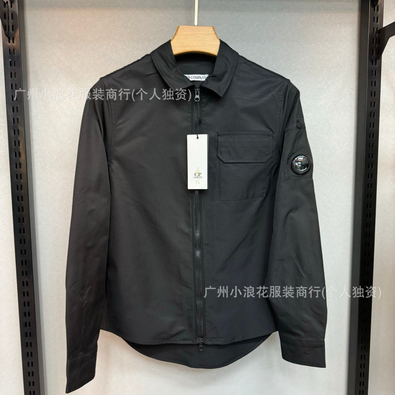 跨境CP夹克COMPANY英伦简约宽松长袖ins翻领拉链衬衣青年男装衬衫|undefined