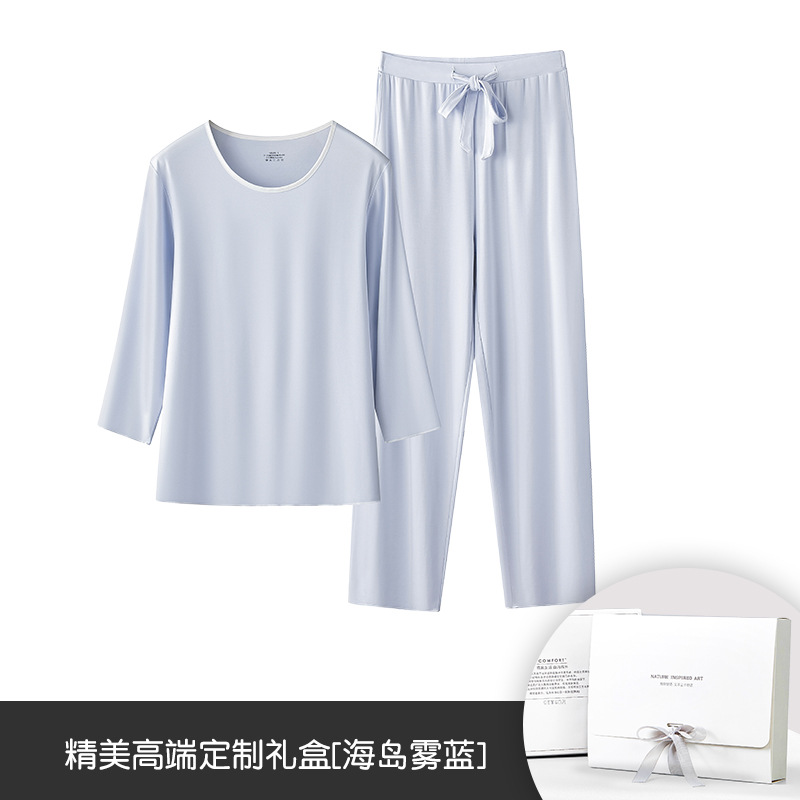 Procesamiento personalizado 80S lujo austriaco modal otoño e invierno pantalones recortados con mangas tres cuartos para mujer