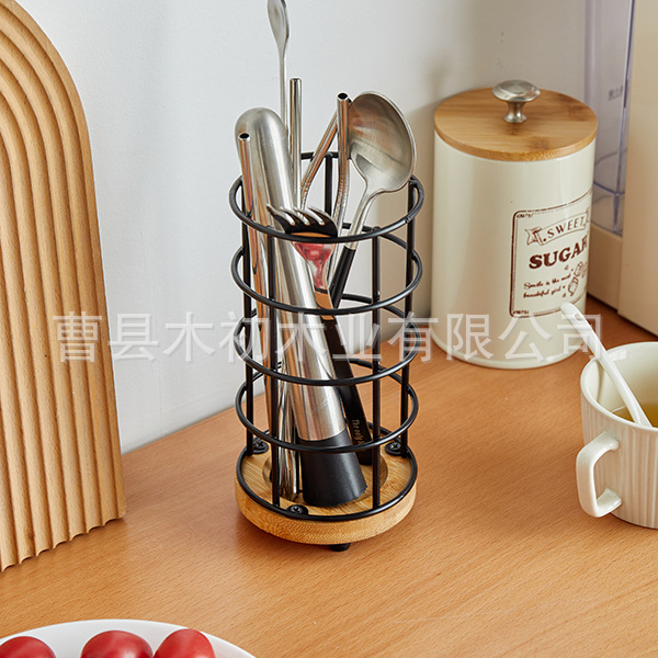 Soporte de pared para cucharas y palillos con drenaje multifuncional
