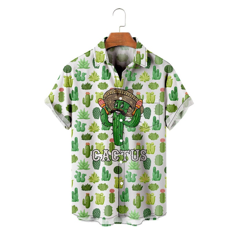 3D Digital Men's Top with Cactus Design, New Loose Short-Sleeve Shirt, Trendy 2026, in Stock, Machine Washable 3D Digital Men's Top with Cactus Design, New Loose Short-Sleeve Shirt, Trendy 2026, in Stock, Machine Washable