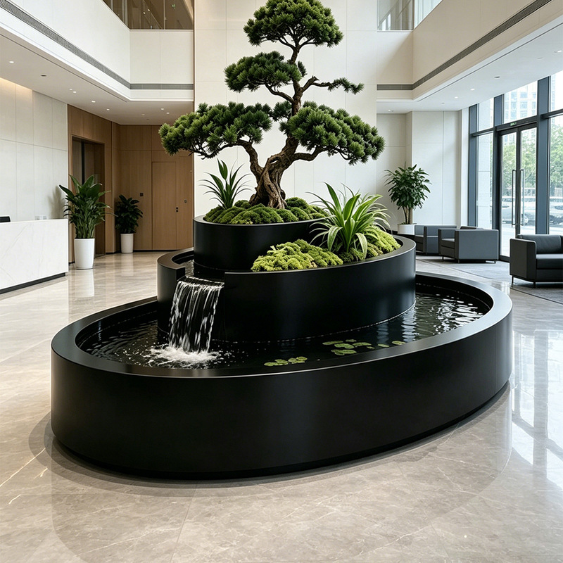 Customized Stainless Steel Landscape Water Pool Decorations, Integrated Fish-Keeping Flower Box Water Feature for Sales Offices, Outdoor Circulating Water Feature Customized Stainless Steel Landscape Water Pool Decorations, Integrated Fish-Keeping Flower Box Water Feature for Sales Offices, Outdoor Circulating Water Feature