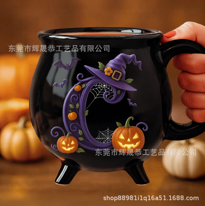 跨境新款Ceramic Cauldron Coffee Mug陶瓷大锅咖啡杯12oz|undefined