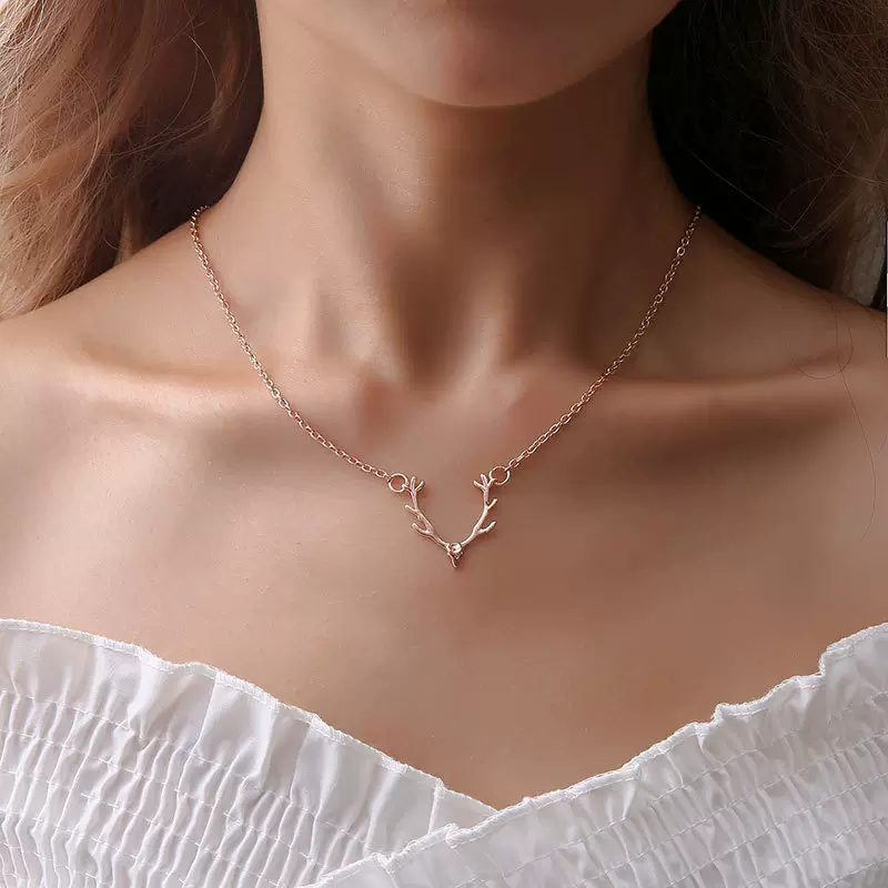 欧美爆款跨境圣诞节小鹿角wish亚马逊热卖项链女饰品 时尚女项链