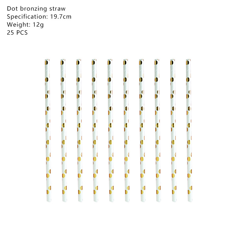 白色圆点烫金吸管SKU