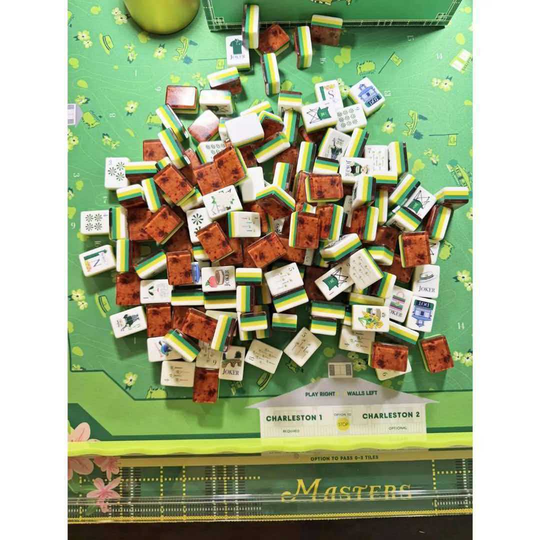 (In-Stock Direct Shipment) American-Style Mahjong Tiles, Acrylic, Size 32, Wood Grain, for Home Use, Gift-Giving, Hand-Crafted Mahjong