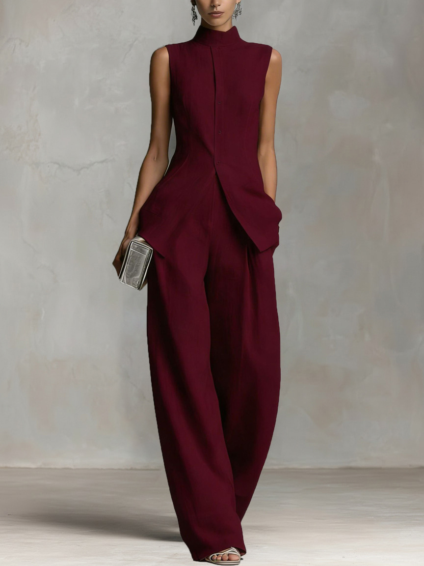 ​​Women's Sleeveless Top And Trousers Set - Elegant Summer Outfit For Casual Wear​​_ecoleips.com