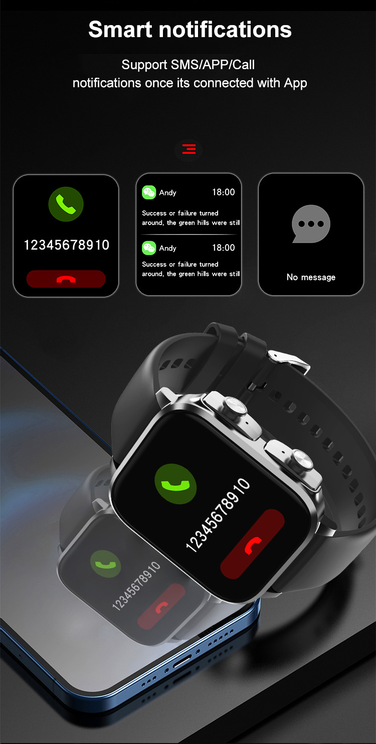 T22 nuovo auricolare smart watch TWS due in uno ultra frequenza cardiaca pressione sanguigna sonno multi funzione smart watch_voghion.com