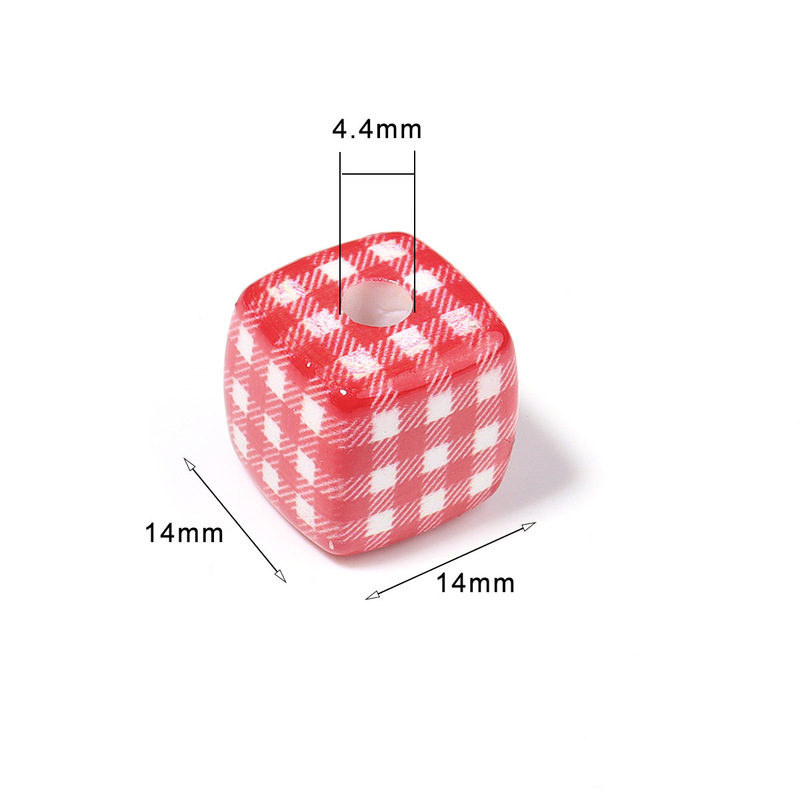 14mm 亚克力彩色格子方块珠子 DIY手机链项链饰品串珠材料配件|undefined
