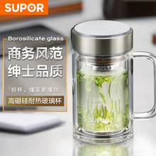 玻璃杯办公杯带盖子双层耐高温过滤茶杯透明水杯创意水晶杯子