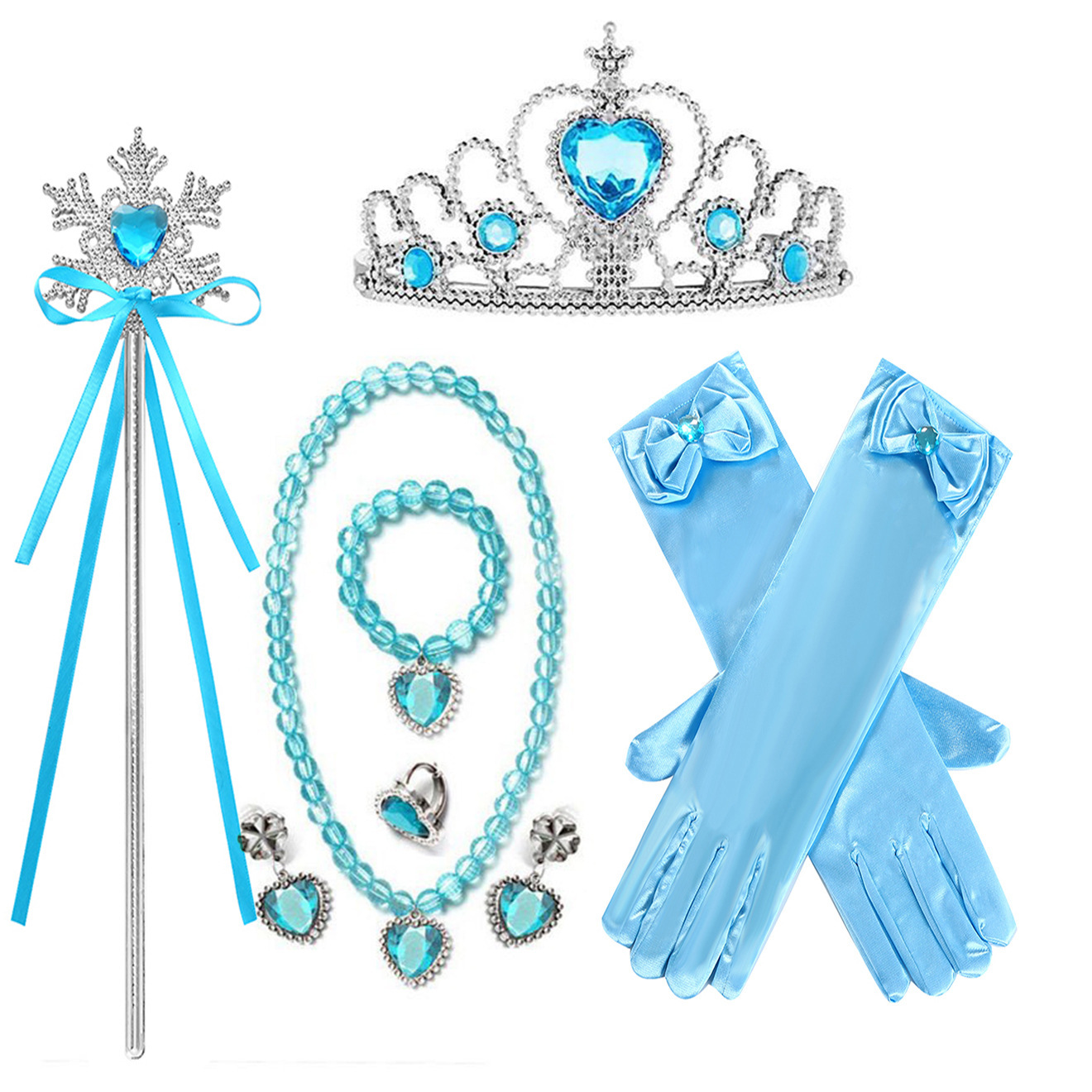 Frozen elsa assepoester cosplay accessoires ketting oorbellen_voghion.com