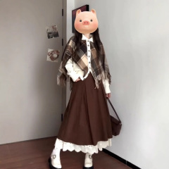 镂空刺绣甜美半身裙女秋季绝美显瘦半身长裙直筒法式a字裙小个子