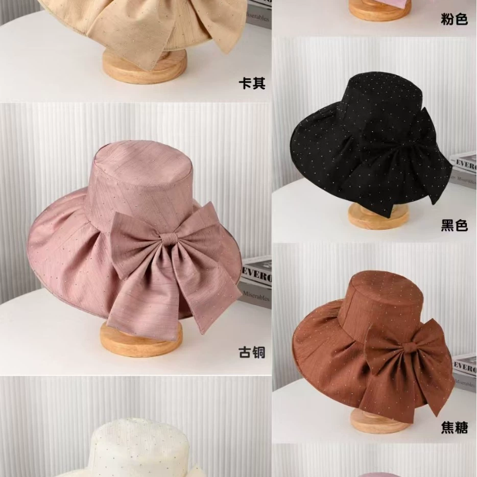 Новый весенний и летний темперамент элегантный звездный лук сплошной цвет солнцезащитный козырек