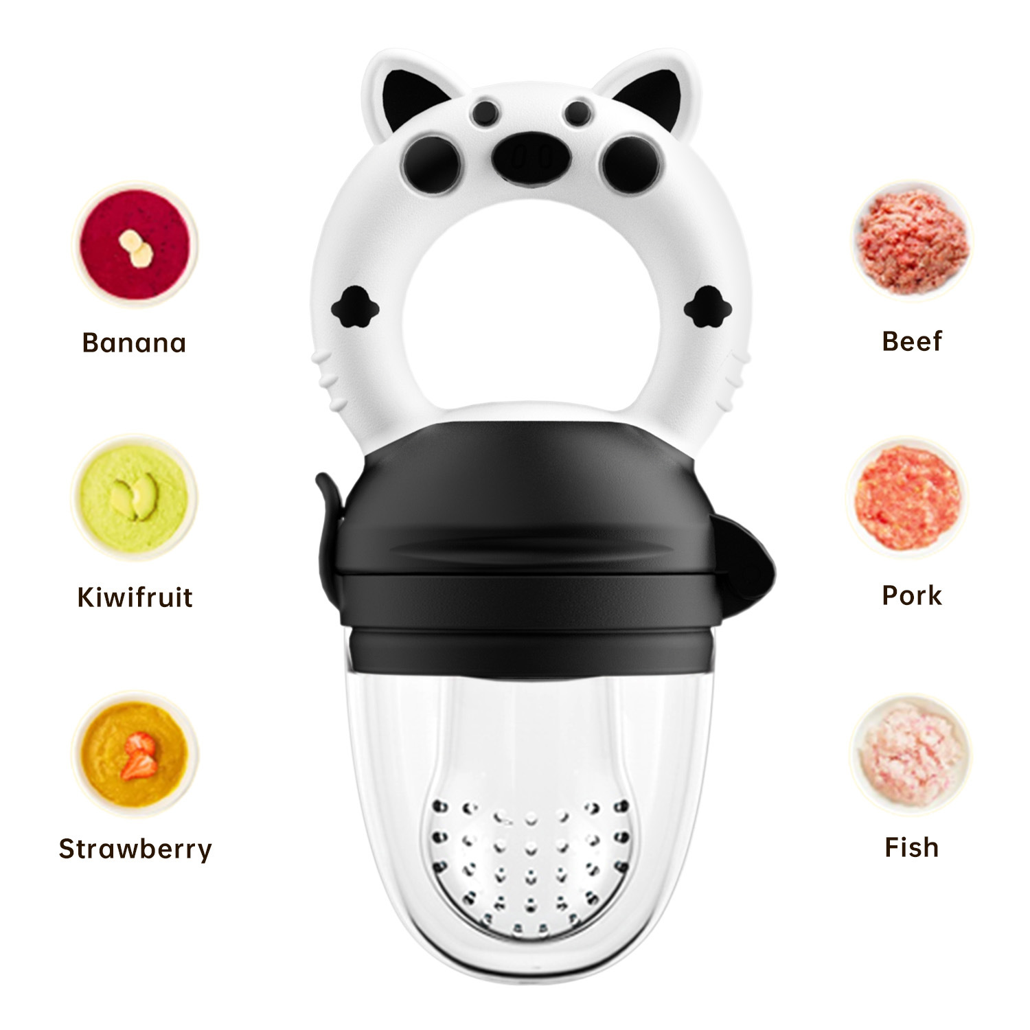 Complemento alimenticio de frutas para bebés de grado alimenticio transfronterizo, bolsa de mordeduras de frutas y verduras, juego de mordeduras de frutas y verduras, mordedor para bebés, herramienta de puré de frutas Dios