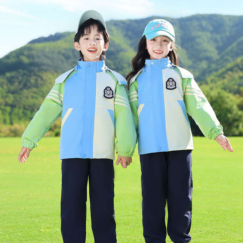 小学生校服冲锋衣三件套秋冬季班服短袖套装运动会幼儿园园服夏装|undefined