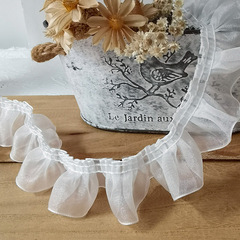 4厘米寬 復古黑色白色蕾絲花邊大波浪密褶子紗帶裙邊袖口花邊輔料