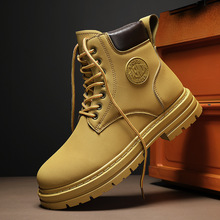 春款高帮马丁靴情侣款复古工装短鞋男女同款复古厚底中帮休闲皮靴