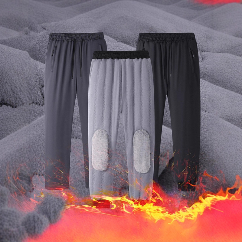 Cross-Border Wholesale Autumn and Winter New Large Size Men's Loose Sports Outdoor Snow Pants Plus Velvet Warm Knee Pads Trousers Cross-Border Wholesale Autumn and Winter New Large Size Men's Loose Sports Outdoor Snow Pants Plus Velvet Warm Knee Pads Trousers