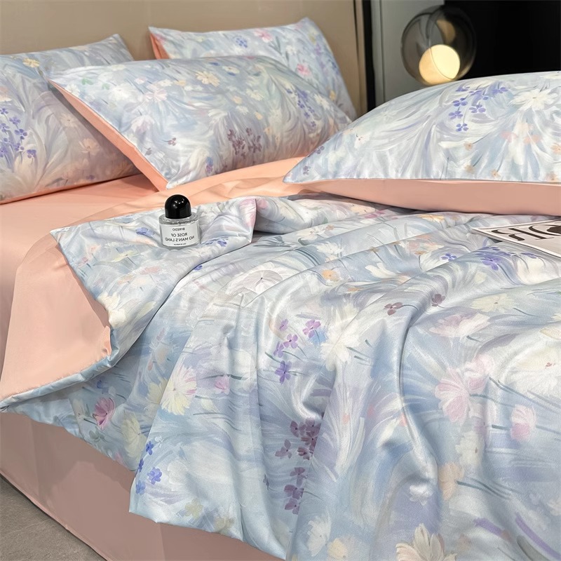 Sensación fresca de seda helada edredón fresco de verano edredón de aire acondicionado dormitorio de verano edredón individual edredón de verano núcleo se puede lavar a máquina edredón fino