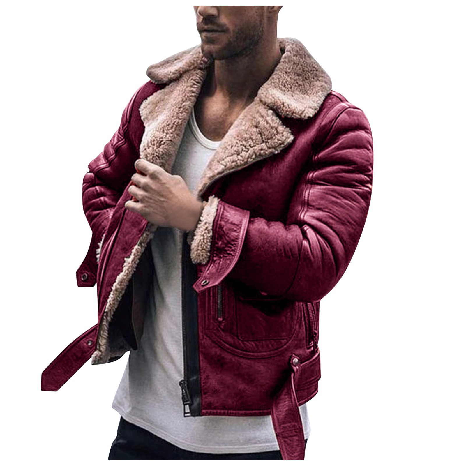 Herrenbekleidung Herrenjacke Pelzmantel Verdickter Mantel Pelz Reißverschluss Herrenbekleidung_voghion.com