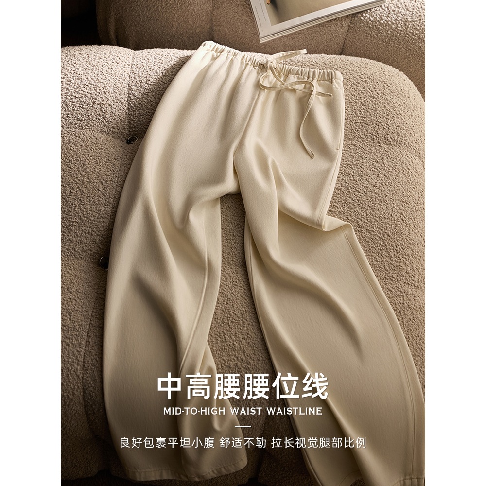 2025 New Style Thin Silk + Hemp + Tencel Elastic Waist Straight Jeans for Women Wholesale H12Ek2921