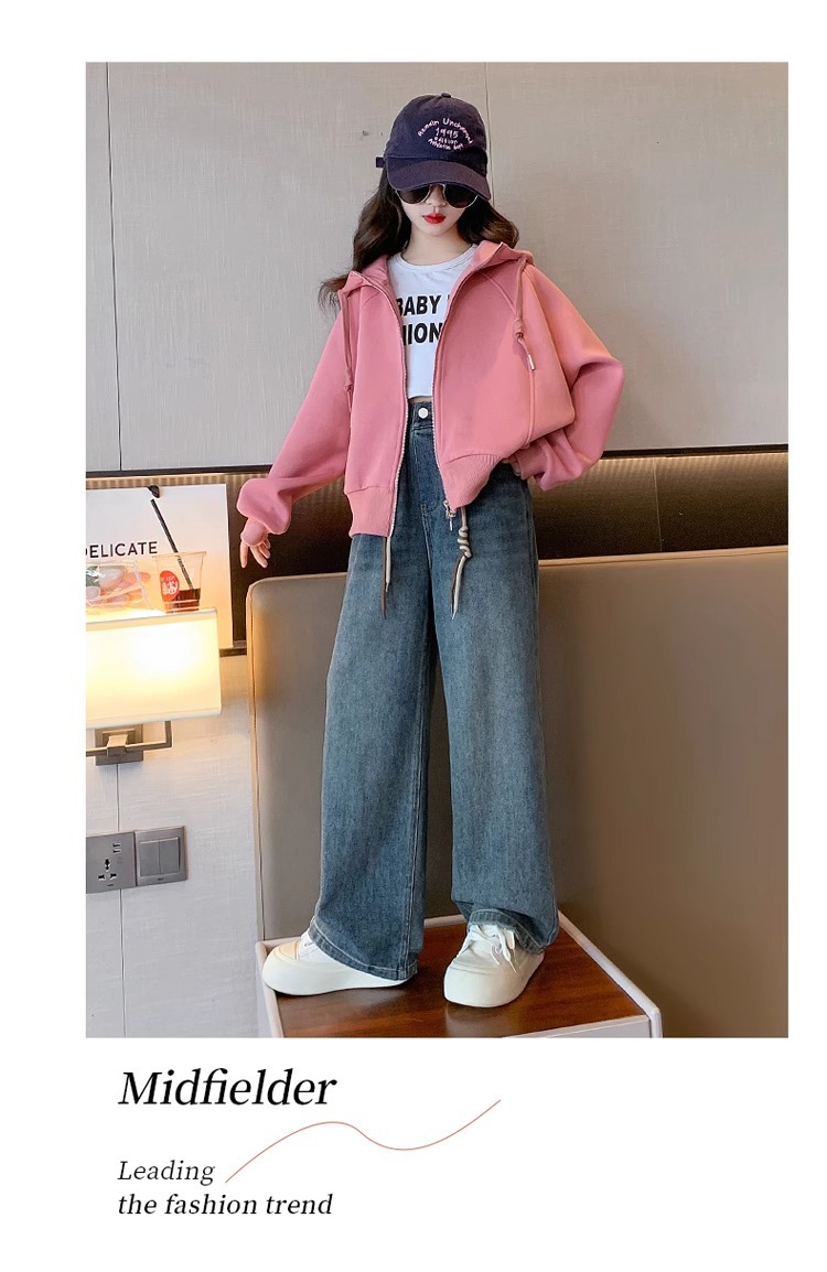 Ensemble sweatshirt cardigan ample à manches longues enfant_voghion.com