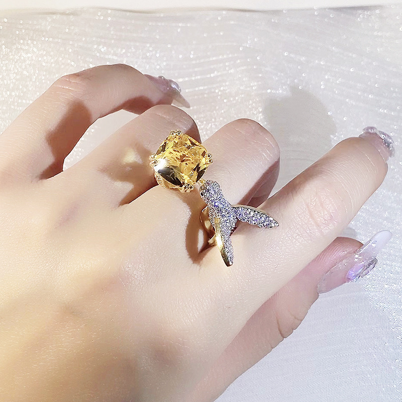 Fashion Bird Brass Plating Inlay Zircon Open Ring 1 Piece