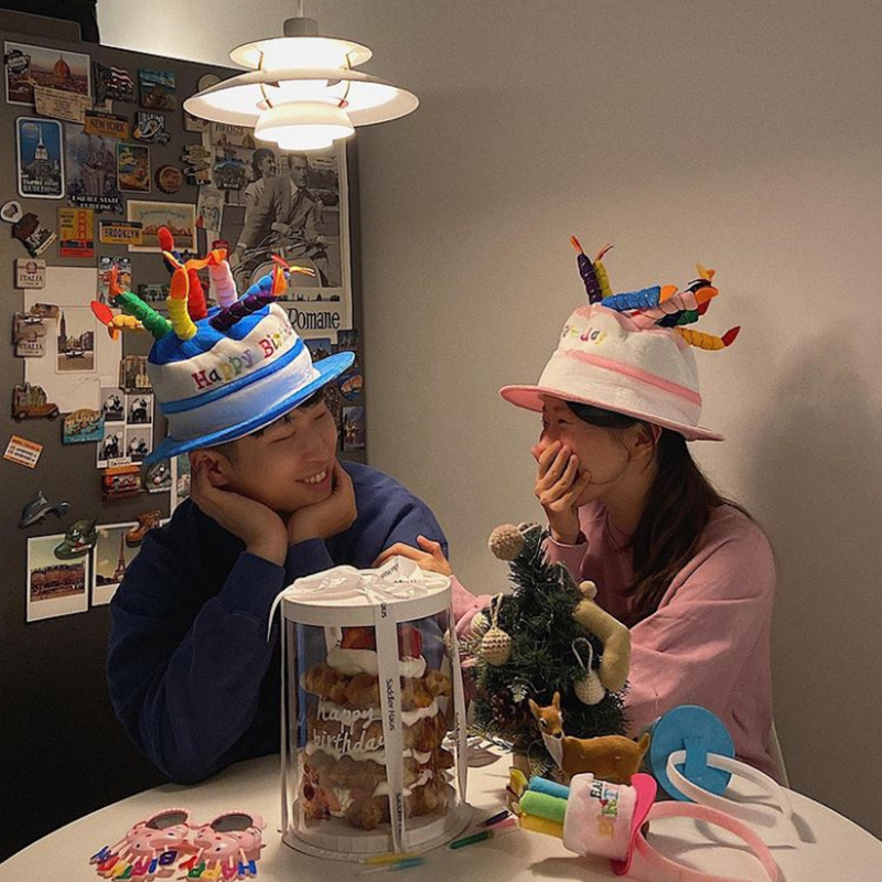 Party Birthday Hats, Colorful Candles, Cake Hats, Letter Hats, Korean Internet Celebrity Instagram Creative Quirky Photo Props