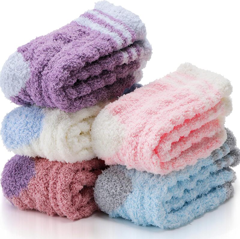 Amazon Women's Plush Sock Slippers Fluffy Winter Comfortable Warm Cozy Soft Wool Home Mid-Calf Socks