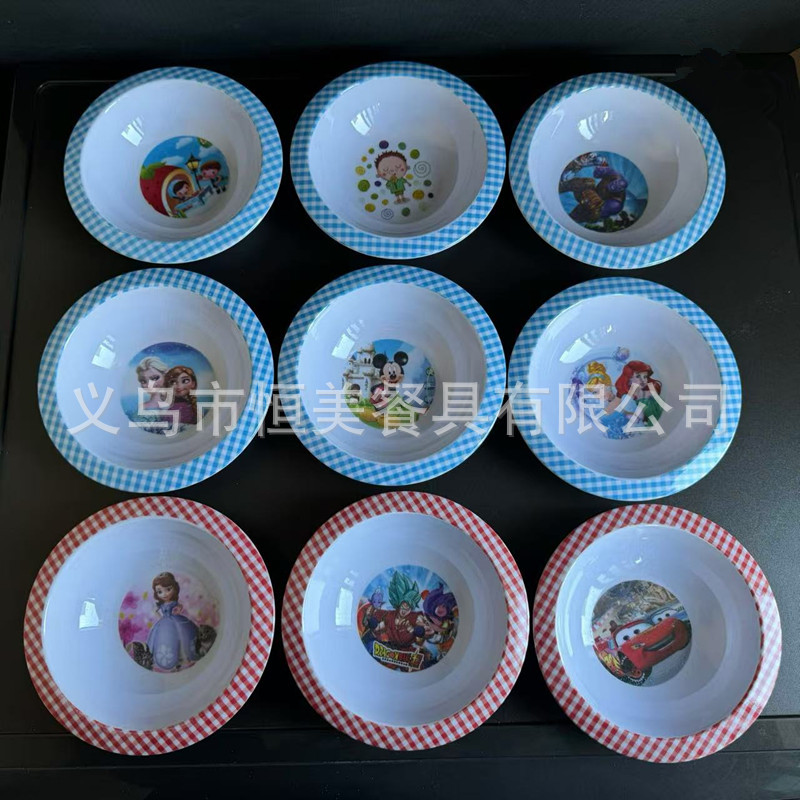 Juego de Vajilla Infantil de Melamina con Dibujos Animados - Cuencos y Platos para Niños al por Mayor