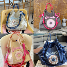 日本ball chain环保购物高圆圆同款旅行刺绣包尼龙帆布斜挎女生包