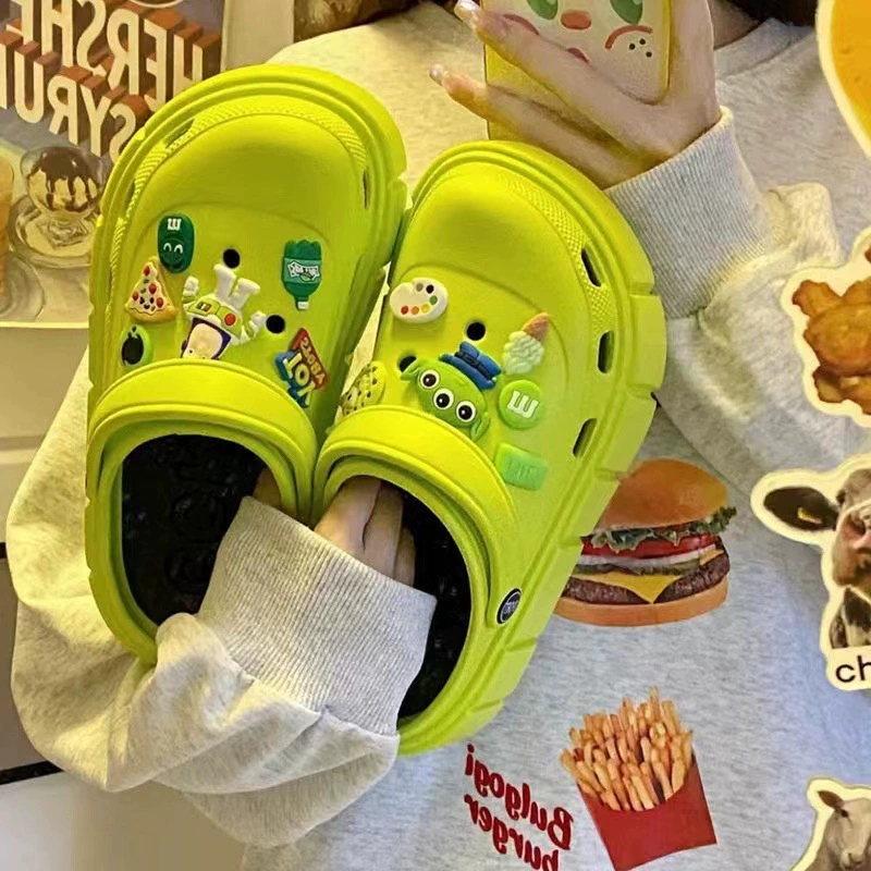 Туфли в пещере на толстой подошве, женские летние 2023, новые интернет-знаменитые туфли принцессы с носком и носком, милые сандалии, тапочки, женская верхняя одежда