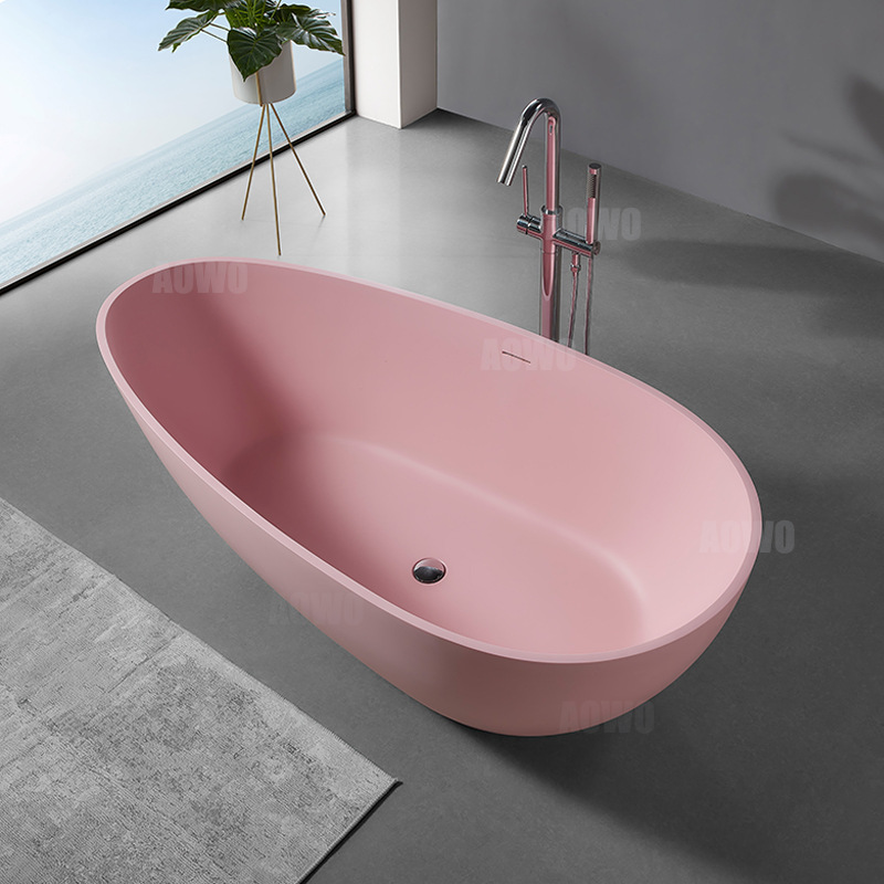Aowo baño bañera de piedra artificial hogar independiente baño adulto Oval Qimei bañera de piedra baño Baño