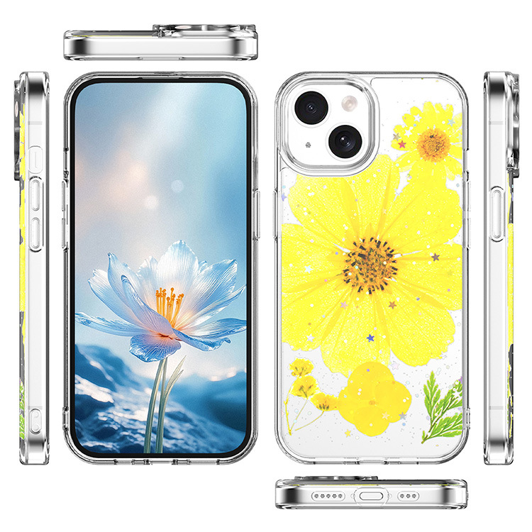 时尚真花滴胶防摔手机壳适用小米Xiaomi redmi 14C 4G