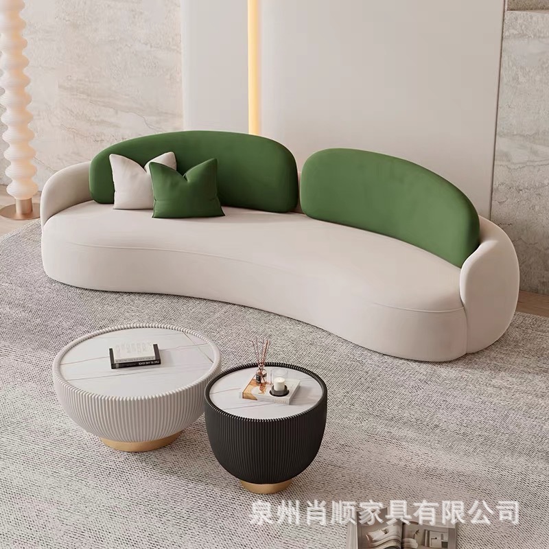 Cream Style Fabric Sofa Combination Modern Simple Small Apartment Living Room Sofa Hotel B&B Light Luxury Complete Set of Sofa