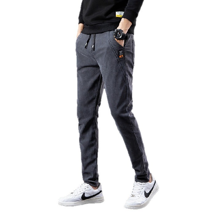 Otoño y invierno con jeans de lana para hombres calientes elásticos recto cintura elástica pantalones casuales de moda para hombres image 5
