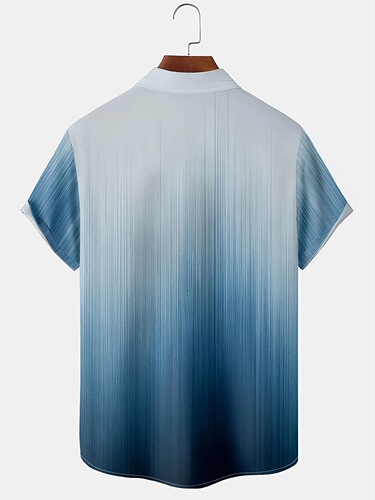 Gradient Lapel Shirt Top Casual Gradient Short Sleeve Cross-border