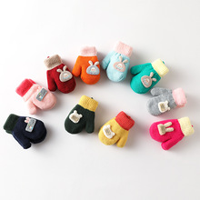 儿童手套秋冬季双层加绒加厚保暖可爱卡通1-3岁连指幼童宝宝手套