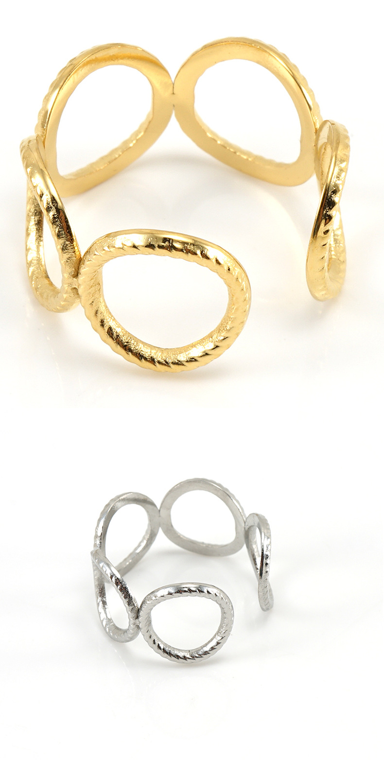 Daily Occasion 304 Stainless Steel Material Fashion Geometric Titanium Steel Plating Open Ring